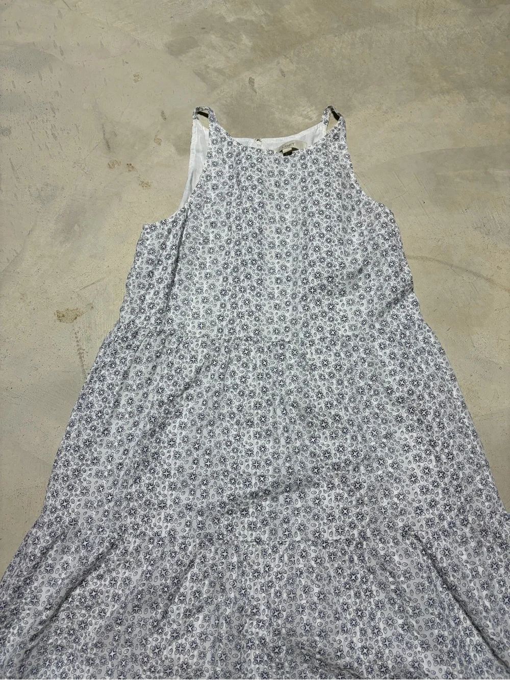 Loft white Floral Tiered cotton Sundress medium
